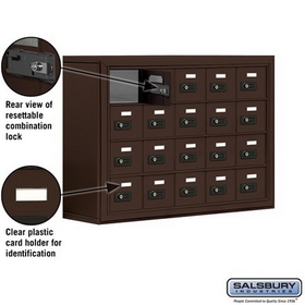 Salsbury Industries 19048-20ZSC Cell Phone Storage Locker - 4 Door High Unit (8 Inch Deep Compartments) - 20 A Doors - Bronze - Surface Mounted - Resettable Combination Locks