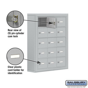 Salsbury Industries 19055-15ASK Cell Phone Storage Locker - 5 Door High Unit (5 Inch Deep Compartments) - 15 A Doors - Aluminum - Surface Mounted - Master Keyed Locks