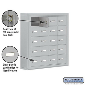 Salsbury Industries 19055-20ASK Cell Phone Storage Locker - 5 Door High Unit (5 Inch Deep Compartments) - 20 A Doors - Aluminum - Surface Mounted - Master Keyed Locks