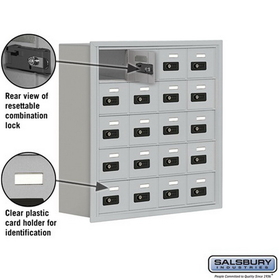 Salsbury Industries 19058-20ARC Cell Phone Storage Locker - 5 Door High Unit (8 Inch Deep Compartments) - 20 A Doors - Aluminum - Recessed Mounted - Resettable Combination Locks