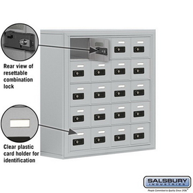 Salsbury Industries 19058-20ASC Cell Phone Storage Locker - 5 Door High Unit (8 Inch Deep Compartments) - 20 A Doors - Aluminum - Surface Mounted - Resettable Combination Locks