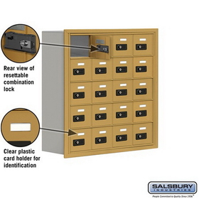 Salsbury Industries 19058-20GRC Cell Phone Storage Locker - 5 Door High Unit (8 Inch Deep Compartments) - 20 A Doors - Gold - Recessed Mounted - Resettable Combination Locks