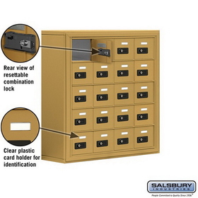Salsbury Industries 19058-20GSC Cell Phone Storage Locker - 5 Door High Unit (8 Inch Deep Compartments) - 20 A Doors - Gold - Surface Mounted - Resettable Combination Locks