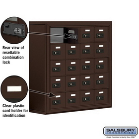 Salsbury Industries 19058-20ZSC Cell Phone Storage Locker - 5 Door High Unit (8 Inch Deep Compartments) - 20 A Doors - Bronze - Surface Mounted - Resettable Combination Locks