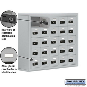 Salsbury Industries 19058-25ASC Cell Phone Storage Locker - 5 Door High Unit (8 Inch Deep Compartments) - 25 A Doors - Aluminum - Surface Mounted - Resettable Combination Locks