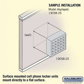 Salsbury Industries 19058-25ASC Cell Phone Storage Locker - 5 Door High Unit (8 Inch Deep Compartments) - 25 A Doors - Aluminum - Surface Mounted - Resettable Combination Locks
