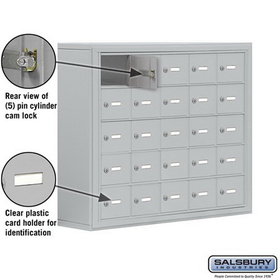 Salsbury Industries 19058-25ASK Cell Phone Storage Locker - 5 Door High Unit (8 Inch Deep Compartments) - 25 A Doors - Aluminum - Surface Mounted - Master Keyed Locks