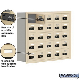 Salsbury Industries 19058-25SRC Cell Phone Storage Locker - 5 Door High Unit (8 Inch Deep Compartments) - 25 A Doors - Sandstone - Recessed Mounted - Resettable Combination Locks
