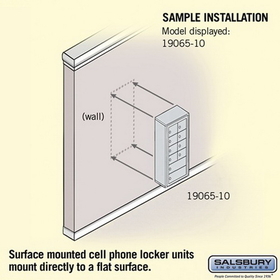 Salsbury Industries 19065-10ASK Cell Phone Storage Locker - 6 Door High Unit (5 Inch Deep Compartments) - 8 A Doors and 2 B Doors - Aluminum - Surface Mounted - Master Keyed Locks