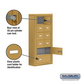 Salsbury Industries 19065-10GSK Cell Phone Storage Locker - 6 Door High Unit (5 Inch Deep Compartments) - 8 A Doors and 2 B Doors - Gold - Surface Mounted - Master Keyed Locks