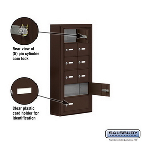 Salsbury Industries 19065-10ZSK Cell Phone Storage Locker - 6 Door High Unit (5 Inch Deep Compartments) - 8 A Doors and 2 B Doors - Bronze - Surface Mounted - Master Keyed Locks