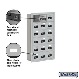Salsbury Industries 19065-18ARC Cell Phone Storage Locker - 6 Door High Unit (5 Inch Deep Compartments) - 18 A Doors - Aluminum - Recessed Mounted - Resettable Combination Locks