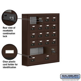 Salsbury Industries 19065-20ZSC Cell Phone Storage Locker - 6 Door High Unit (5 Inch Deep Compartments) - 16 A Doors and 4 B Doors - Bronze - Surface Mounted - Resettable Combination Locks