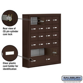 Salsbury Industries 19065-20ZSK Cell Phone Storage Locker - 6 Door High Unit (5 Inch Deep Compartments) - 16 A Doors and 4 B Doors - Bronze - Surface Mounted - Master Keyed Locks
