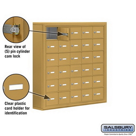 Salsbury Industries 19065-30GSK Cell Phone Storage Locker - 6 Door High Unit (5 Inch Deep Compartments) - 30 A Doors - Gold - Surface Mounted - Master Keyed Locks