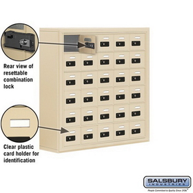 Salsbury Industries 19068-30SSC Cell Phone Storage Locker - 6 Door High Unit (8 Inch Deep Compartments) - 30 A Doors - Sandstone - Surface Mounted - Resettable Combination Locks