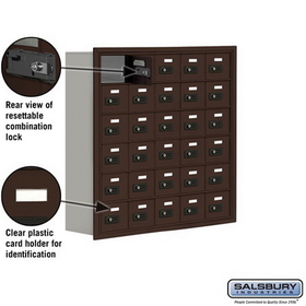 Salsbury Industries 19068-30ZRC Cell Phone Storage Locker - 6 Door High Unit (8 Inch Deep Compartments) - 30 A Doors - Bronze - Recessed Mounted - Resettable Combination Locks