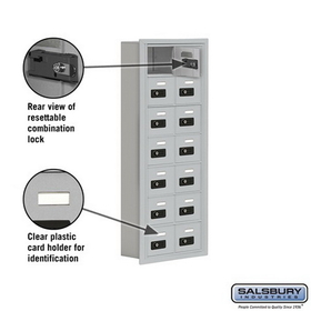 Salsbury Industries 19075-14ARC Cell Phone Storage Locker - 7 Door High Unit (5 Inch Deep Compartments) - 14 A Doors - Aluminum - Recessed Mounted - Resettable Combination Locks