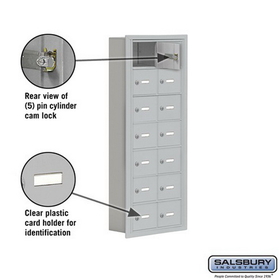 Salsbury Industries 19075-14ARK Cell Phone Storage Locker - 7 Door High Unit (5 Inch Deep Compartments) - 14 A Doors - Aluminum - Recessed Mounted - Master Keyed Locks