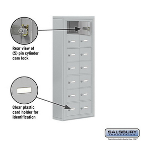 Salsbury Industries 19075-14ASK Cell Phone Storage Locker - 7 Door High Unit (5 Inch Deep Compartments) - 14 A Doors - Aluminum - Surface Mounted - Master Keyed Locks