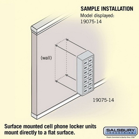 Salsbury Industries 19075-14SSC Cell Phone Storage Locker - 7 Door High Unit (5 Inch Deep Compartments) - 14 A Doors - Sandstone - Surface Mounted - Resettable Combination Locks