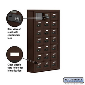 Salsbury Industries 19075-21ZSC Cell Phone Storage Locker - 7 Door High Unit (5 Inch Deep Compartments) - 21 A Doors - Bronze - Surface Mounted - Resettable Combination Locks