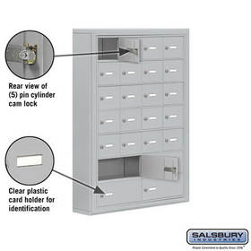 Salsbury Industries 19075-24ASK Cell Phone Storage Locker - 7 Door High Unit (5 Inch Deep Compartments) - 20 A Doors and 4 B Doors - Aluminum - Surface Mounted - Master Keyed Locks