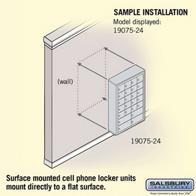 Salsbury Industries 19075-24SSK Cell Phone Storage Locker - 7 Door High Unit (5 Inch Deep Compartments) - 20 A Doors and 4 B Doors - Sandstone - Surface Mounted - Master Keyed Locks