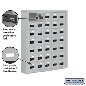 Salsbury Industries 19075-35ASC Cell Phone Storage Locker - 7 Door High Unit (5 Inch Deep Compartments) - 35 A Doors - Aluminum - Surface Mounted - Resettable Combination Locks