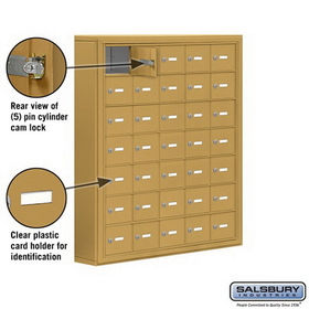 Salsbury Industries 19075-35GSK Cell Phone Storage Locker - 7 Door High Unit (5 Inch Deep Compartments) - 35 A Doors - Gold - Surface Mounted - Master Keyed Locks