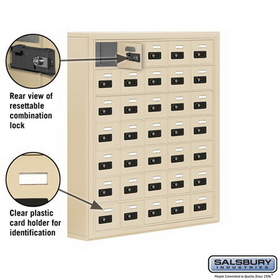 Salsbury Industries 19075-35SSC Cell Phone Storage Locker - 7 Door High Unit (5 Inch Deep Compartments) - 35 A Doors - Sandstone - Surface Mounted - Resettable Combination Locks