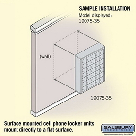 Salsbury Industries 19075-35SSK Cell Phone Storage Locker - 7 Door High Unit (5 Inch Deep Compartments) - 35 A Doors - Sandstone - Surface Mounted - Master Keyed Locks