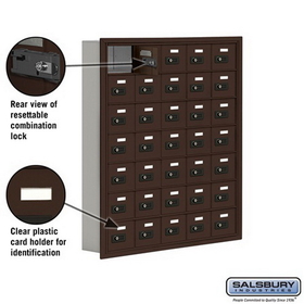 Salsbury Industries 19075-35ZRC Cell Phone Storage Locker - 7 Door High Unit (5 Inch Deep Compartments) - 35 A Doors - Bronze - Recessed Mounted - Resettable Combination Locks