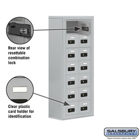 Salsbury Industries 19078-14ASC Cell Phone Storage Locker - 7 Door High Unit (8 Inch Deep Compartments) - 14 A Doors - Aluminum - Surface Mounted - Resettable Combination Locks