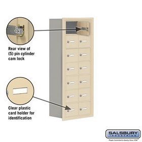 Salsbury Industries 19078-14SRK Cell Phone Storage Locker - 7 Door High Unit (8 Inch Deep Compartments) - 14 A Doors - Sandstone - Recessed Mounted - Master Keyed Locks