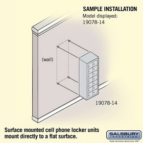 Salsbury Industries 19078-14SSK Cell Phone Storage Locker - 7 Door High Unit (8 Inch Deep Compartments) - 14 A Doors - Sandstone - Surface Mounted - Master Keyed Locks