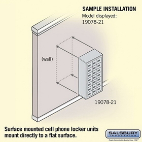 Salsbury Industries 19078-21ASC Cell Phone Storage Locker - 7 Door High Unit (8 Inch Deep Compartments) - 21 A Doors - Aluminum - Surface Mounted - Resettable Combination Locks