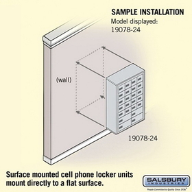 Salsbury Industries 19078-24ASC Cell Phone Storage Locker - 7 Door High Unit (8 Inch Deep Compartments) - 20 A Doors and 4 B Doors - Aluminum - Surface Mounted - Resettable Combination Locks