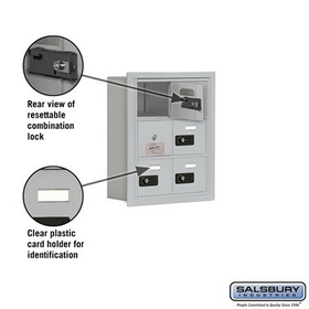 Salsbury Industries 19135-06ARC Cell Phone Storage Locker-3 Door High Unit(5 Inch Deep Compartments)-6 A Doors(5 usable)-Aluminum-Recessed Mounted-Resettable Combination Locks