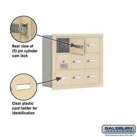 Salsbury Industries 19135-09SRK Cell Phone Storage Locker-with Front Access Panel-3 Door High Unit (5 Inch Deep Compartments)-9 A Doors (8 usable)-Sandstone-Recessed Mounted-Master Keyed Locks