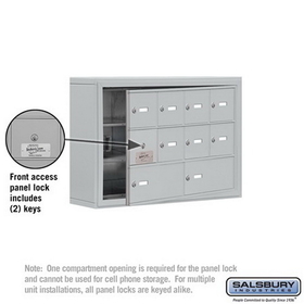 Salsbury Industries 19135-10ASK Cell Phone Storage Locker-3 Door High Unit(5 Inch Deep Compartments)-8 A Doors(7 usable)and 2 B Doors-Aluminum-Surface Mounted-Master Keyed Locks