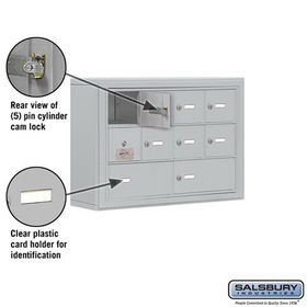 Salsbury Industries 19135-10ASK Cell Phone Storage Locker-3 Door High Unit(5 Inch Deep Compartments)-8 A Doors(7 usable)and 2 B Doors-Aluminum-Surface Mounted-Master Keyed Locks
