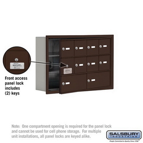Salsbury Industries 19135-10ZRK Cell Phone Storage Locker-3 Door High Unit(5 Inch Deep Compartments)-8 A Doors(7 usable)and 2 B Doors-Bronze-Recessed Mounted-Master Keyed Locks