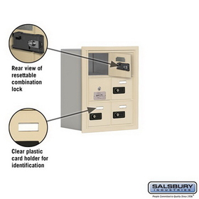 Salsbury Industries 19138-06SRC Cell Phone Storage Locker-3 Door High Unit(8 Inch Deep Compartments)-6 A Doors(5 usable)-Sandstone-Recessed Mounted-Resettable Combination Locks