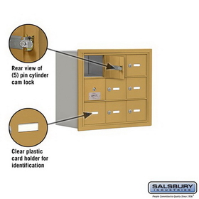Salsbury Industries 19138-09GRK Cell Phone Storage Locker - with Front Access Panel - 3 Door High Unit(8 Inch Deep Compartments)- 9 A Doors(8 usable)- Gold - Recessed Mounted - Master Keyed Locks