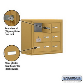 Salsbury Industries 19138-09GSK Cell Phone Storage Locker - with Front Access Panel - 3 Door High Unit (8 Inch Deep Compartments) - 9 A Doors (8 usable) - Gold - Surface Mounted - Master Keyed Locks