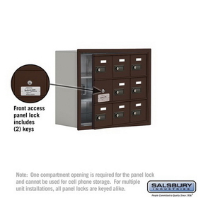 Salsbury Industries 19138-09ZRC Cell Phone Storage Locker-with Front Access Panel-3 Door High Unit(8 Inch Deep Compartments)-9 A Doors(8 usable)-Bronze-Recessed Mounted-Resettable Combination Locks