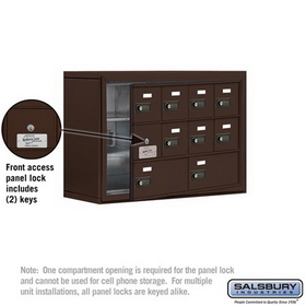 Salsbury Industries 19138-10ZSC Cell Phone Storage Locker-3 Door High Unit(8in Deep Compartments)-8 A Doors(7 usable)and 2 B Doors-Bronze-Surface Mounted-Resettable Combination Locks