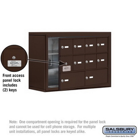 Salsbury Industries 19138-10ZSK Cell Phone Storage Locker-3 Door High Unit(8 Inch Deep Compartments)-8 A Doors(7 usable)and 2 B Doors-Bronze-Surface Mounted-Master Keyed Locks