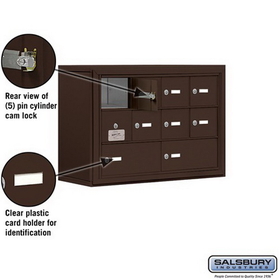 Salsbury Industries 19138-10ZSK Cell Phone Storage Locker-3 Door High Unit(8 Inch Deep Compartments)-8 A Doors(7 usable)and 2 B Doors-Bronze-Surface Mounted-Master Keyed Locks